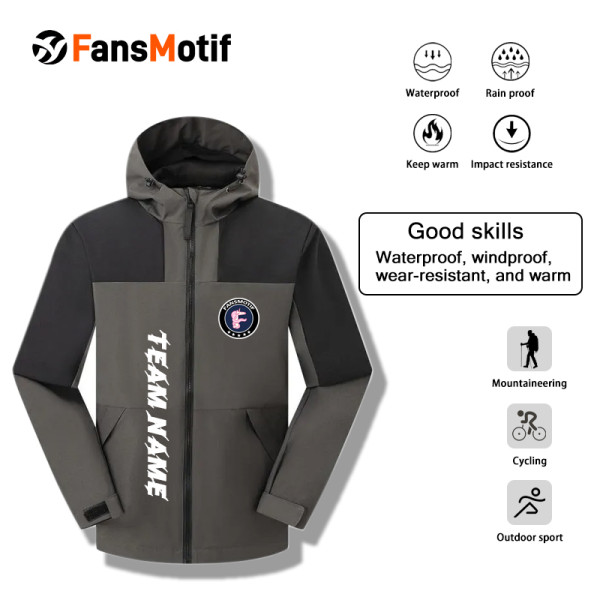 【High Quality Windbreaker】Grey with black Hooded single layer windbreaker Hanging net inside Good insulation effect Waterproof windproof and breathable