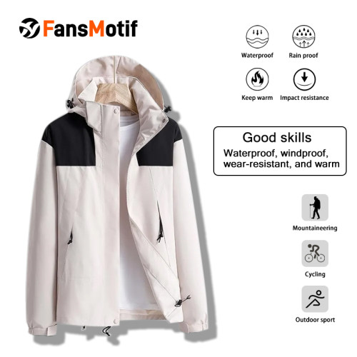 【High Quality Windbreaker】White Spring and Autumn Outdoor Breathable Windbreaker Detachable hat Windproof  waterproof antifouling