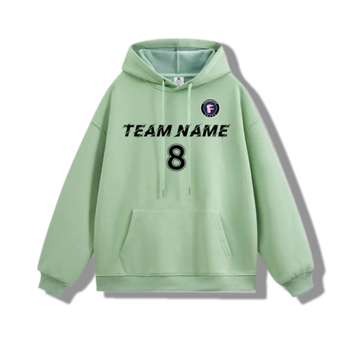 【 Heavy hoodie 】Light green Hoodie customized solid color hoodie plus fleece hoodie high quality