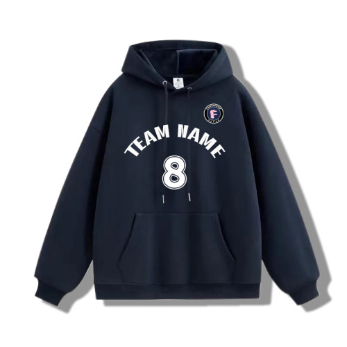 【 Heavy hoodie 】 Navy blue Hoodie customized solid color hoodie plus fleece hoodie high quality