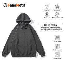 【 Heavy hoodie 】 Dark grey Hoodie customized solid color pullover hoodie can print logo loose coat