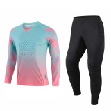 [Customized goalkeeper clothing] Pink blue full set of clothing jersey long sleeve trousers full training clothing for competition