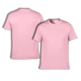 【 High Quality T-shirt 】Light pink Cotton round neck short sleeved T-shirt Fine fabric Soft and comfortable Close fitting and non irritating