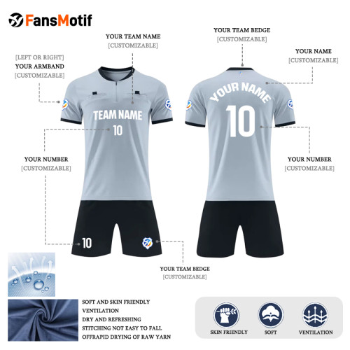 [High quality football Gray referee uniforms] Referee uniforms can be customized special clothing for football matches