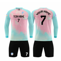 [Long-sleeved football jersey customization] green pink can customize the whole body of the football jersey customized breathable football jersey