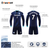 [Long-sleeved football jersey customization] Dark blue can customize the whole body of the football jersey customized breathable football jersey