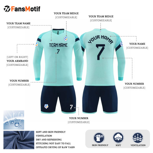 [Long-sleeved football jersey customization] green can customize the whole body of the football jersey customized breathable football jersey