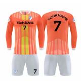 [Long-sleeved football jersey customization] orange yellow can customize the whole body of the football jersey customized breathable football jersey