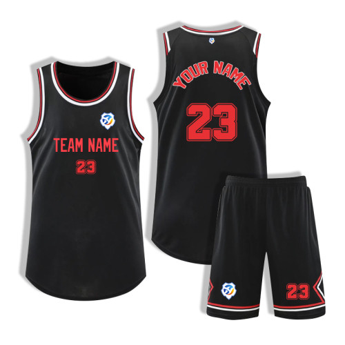 [Senior basketball jersey customization] Black Customized basketball team uniforms for matches Customized full body suit Quick drying breathable jersey