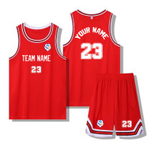 [Senior basketball jersey customization] Red Customized American basketball clothing Sports training Quick drying jersey Breathable summer jersey