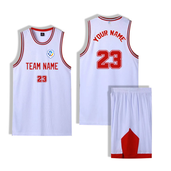 [Senior basketball jersey customization] White Customized basketball suit kit jersey New style jersey College competition clothing training clothes American style Single pocket