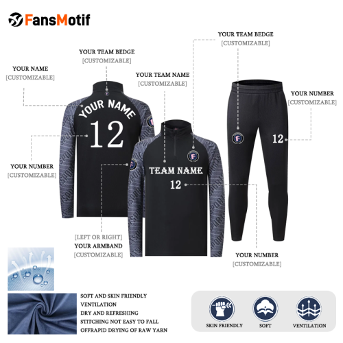 Copy [Winter football Jacket] gray can be customized jacket full jacket pants training clothing