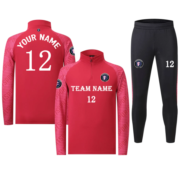 [Winter football Jacket] red can be customized jacket full jacket pants training clothing