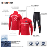 [Winter Football Jacket] red can be customized sports long sleeve suit winter suit long sleeve clothing