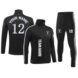 [Winter Football Jacket] black can be customized sports long sleeve suit winter suit long sleeve clothing