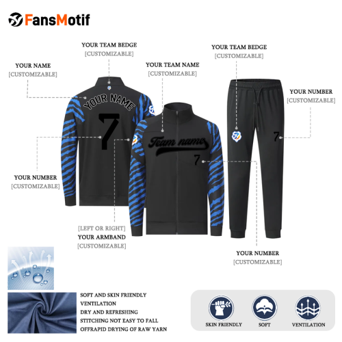 [Winter football jacket] black can be customized long-sleeved winter training clothing group purchase custom