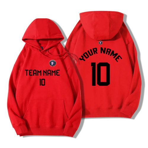 [Heavy sweatshirt] red Custom winter long sleeve advertising shirt with hooded work clothes custom heavy long sleeve