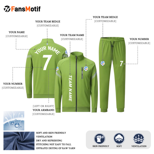 [Winter football Jacket] green can be customized winter training suit full set of clothing warm sports comfortable clothing