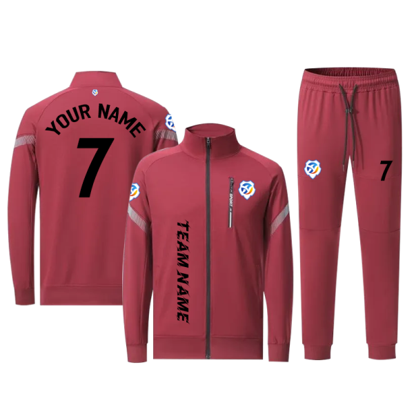 [Winter football Jacket] red can be customized winter training suit full set of clothing warm sports comfortable clothing