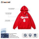 【 Heavy hoodie 】red Hoodie customized solid color pullover hoodie can print logo loose coat