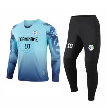 [Customized goalkeeper clothing] Blue full set of clothing jersey long sleeve trousers full training clothing for competition