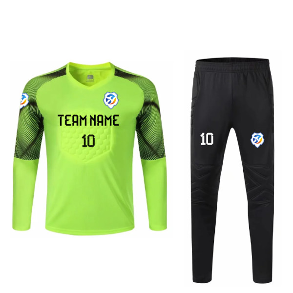 [Customized goalkeeper clothing] Fluorescent green full set of clothing jersey long sleeve trousers full training clothing for competition