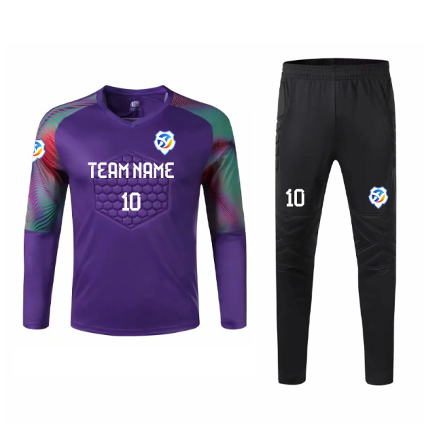 [Customized goalkeeper clothing] Purple full set of clothing jersey long sleeve trousers full training clothing for competition