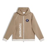 [Trendy baseball jacket price] khaki can be customized hooded clothes zipper hoodie tide brand retro solid color 380g fashion sports coat cardigan hoodie