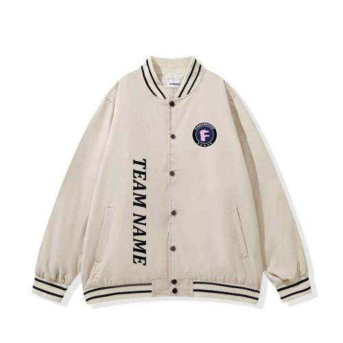 [Trendy baseball jacket price] khaki can be customized retro baseball clothes hipster men contrast color shoulder American retro baseball clothes men