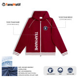 [Trendy baseball jacket price] red can be customized hooded clothes zipper hoodie tide brand retro solid color 380g fashion sports coat cardigan hoodie