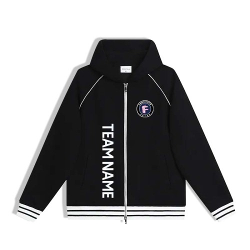 [Trendy baseball jacket price] black can be customized hooded clothes zipper hoodie tide brand retro solid color 380g fashion sports coat cardigan hoodie