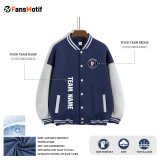 [Trendy baseball jacket price] Navy blue can be customized baseball clothing color patchwork casual loose men's coat winter coat