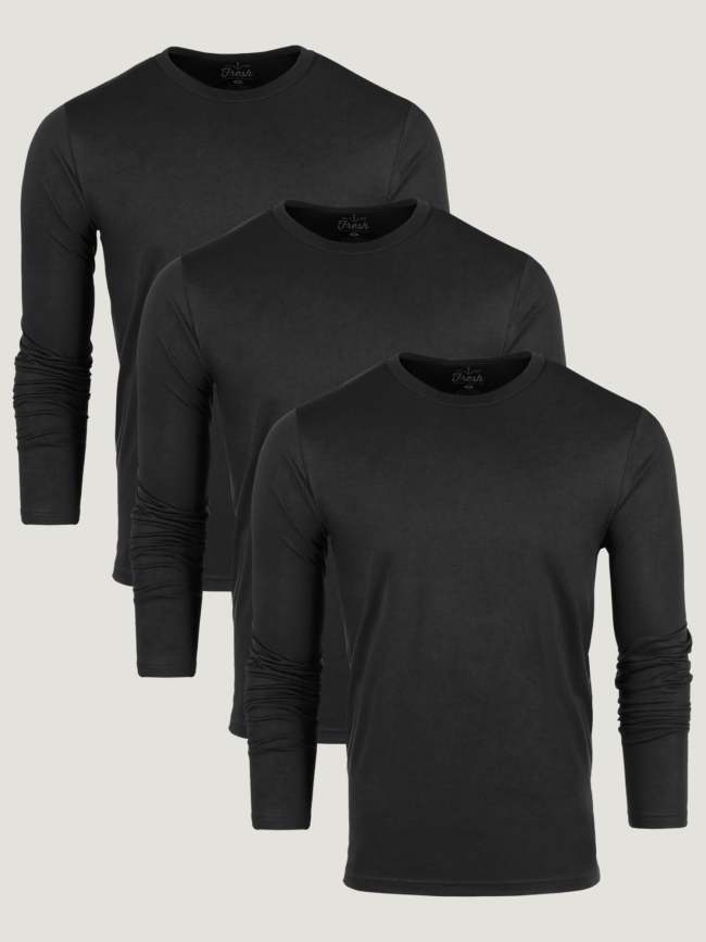 All Black Long Sleeve Crew 3-Pack