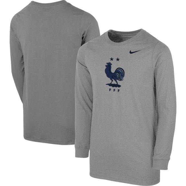 France National Team Nike Youth Core Long Sleeve T-Shirt - Heather Gray