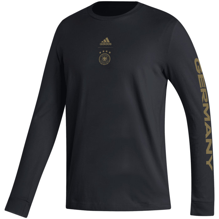 Germany National Team adidas Crest Wordmark Long Sleeve T-Shirt - Black