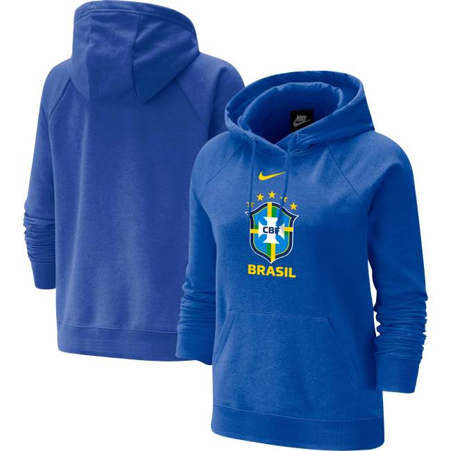 Brazil National Team Nike Women's Varsity Raglan Tri-Blend Pullover Hoodie - Royal