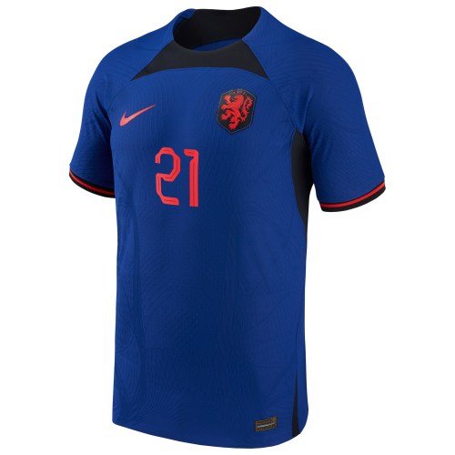 Frenkie de Jong Netherlands National Team Nike 2022/23 Away Vapor Match Authentic Player Jersey - Blue