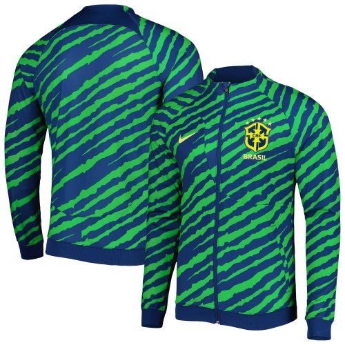 Brazil National Team Nike 2022 Academy Pro Anthem Performance Raglan Full-Zip Jacket - Blue/Green