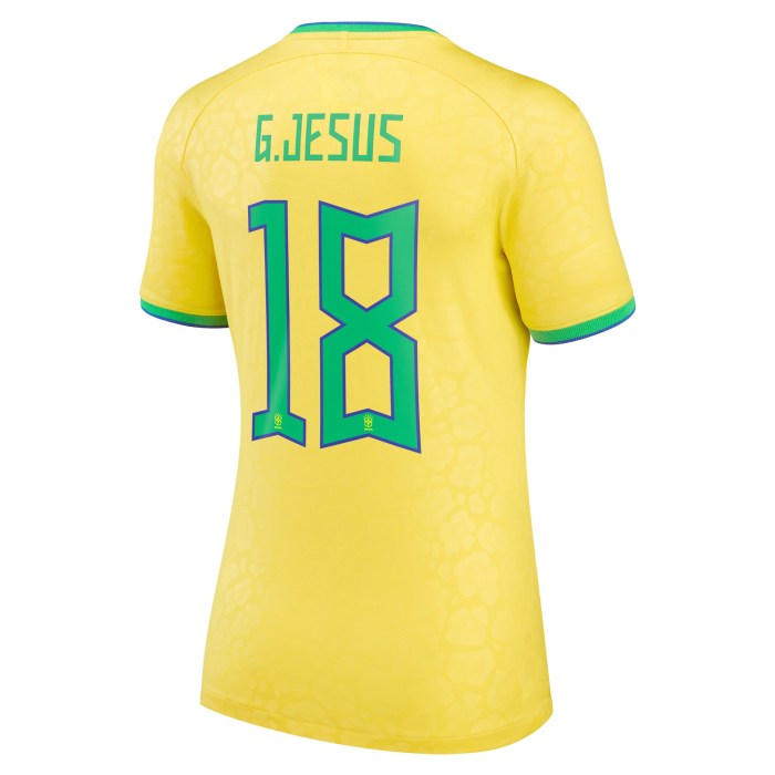 Gabriel Jesus Brazil National Team Nike Women's 2022/23 Replica Home Jersey - Yellow