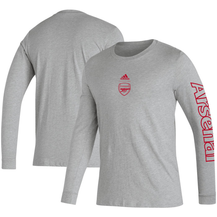 Arsenal adidas Team Crest Long Sleeve T-Shirt - Heather Gray