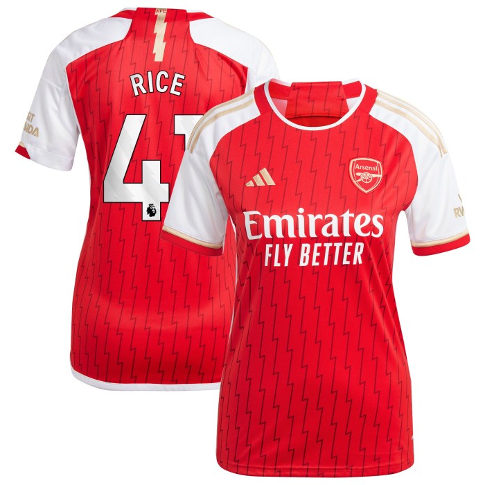 Declan Rice Arsenal adidas Women's 2023/24 Home Replica Player Jersey - Red