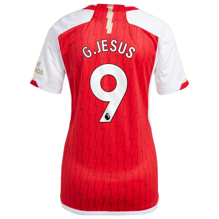 Gabriel Jesus Arsenal adidas Women's 2023/24 Home Replica Player Jersey - Red