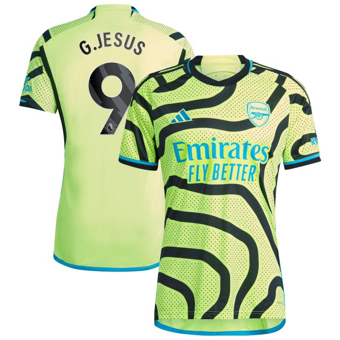 Gabriel Jesus Arsenal adidas 2023/24 Away Replica Player Jersey - Yellow