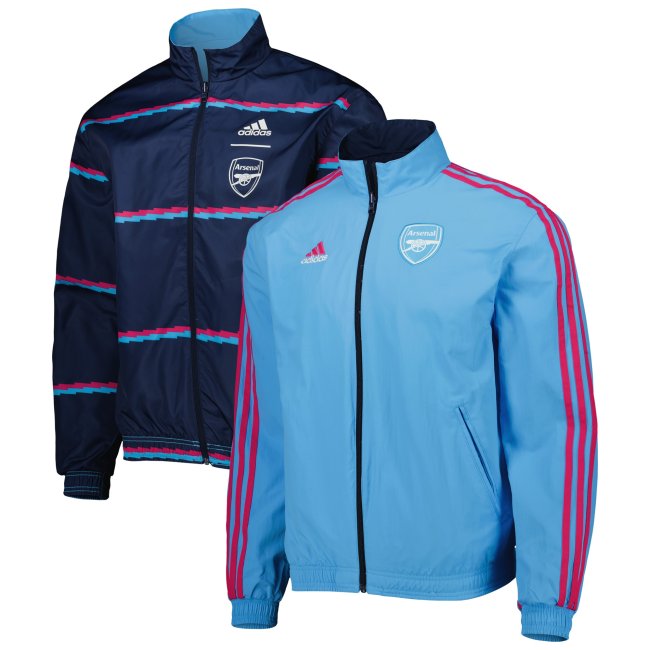 Arsenal adidas 2022/23 On-Field Team Logo Anthem Reversible Full-Zip Jacket - Navy