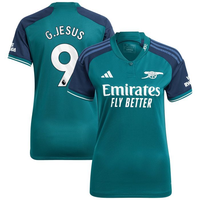 Gabriel Jesus Arsenal adidas Women's 2023/24 Third Replica Player Jersey - Green