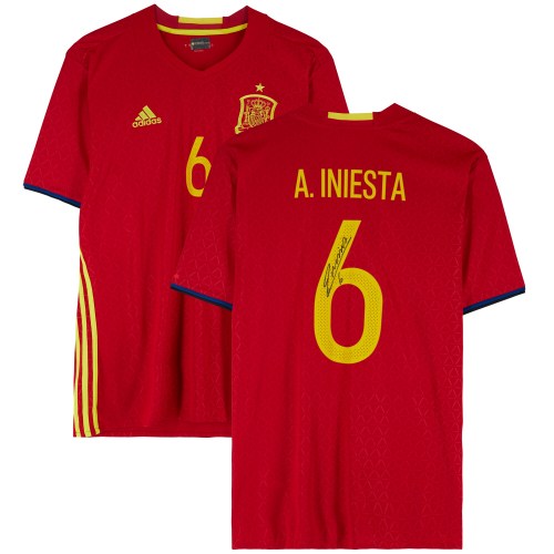 Andres Iniesta Spain National Team Autographed Fanatics Authentic 2016-17 Home Jersey