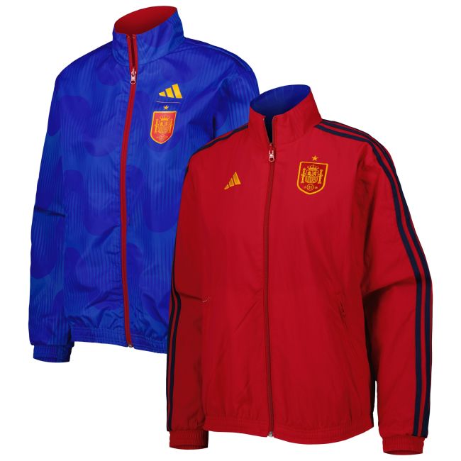 Spain National Team adidas Women's Anthem AEROREADY Reversible Full-Zip Jacket - Red/Blue