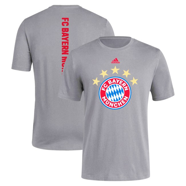 Bayern Munich adidas Three-Stripe T-Shirt - Gray