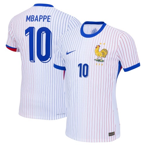 Copy Kylian Mbappe France National Team Nike 2024 Away Authentic Jersey - White