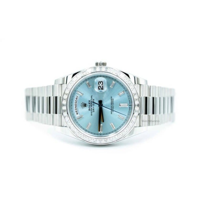 Rolex Day-Date 40 Ice Blue dial with diamonds set 228396TBR